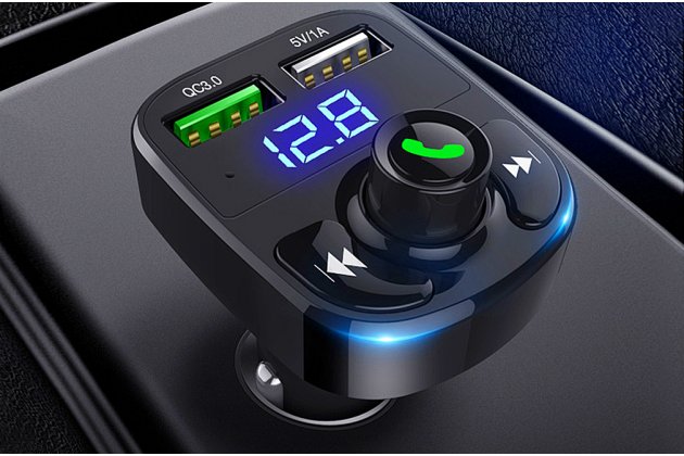 Фирменное автомобильное зарядное устройство HY-82QC FM-трансмиттер Bluetooth Handsfree 3.1A Quick Charge Dual USB + гарантия