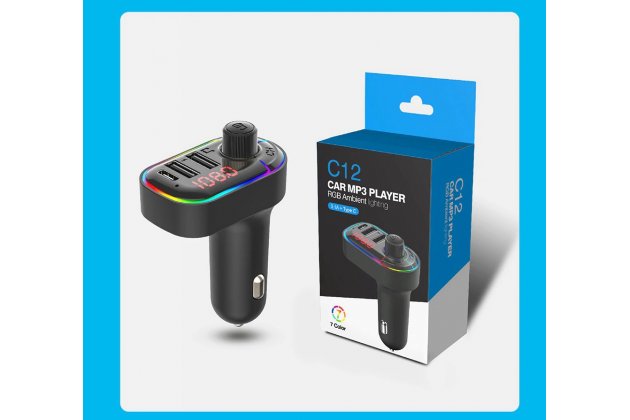 Mногофункциональный светодиодный автомобильный Bluetooth-приемник FM-трансмиттер с быстрой двойной зарядкой 3.1A + Type C