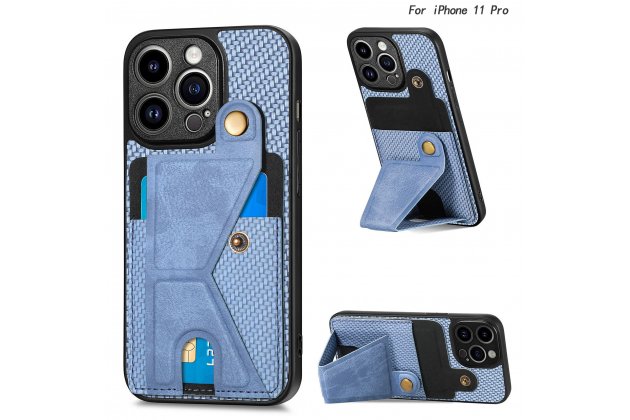 Ремешок-чехол MyPads для iPhone 11 Pro, отделение для карт, ударопрочный, синий