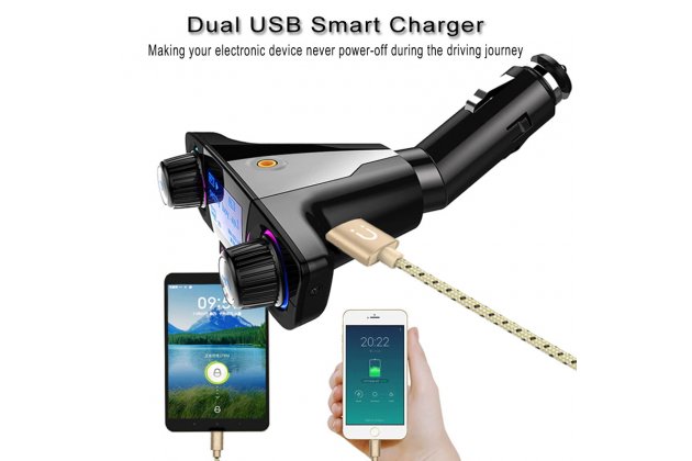 Устройство громкой связи MyPads RT008 автомобильный мощный Bluetooth FM-трансмиттер USB зарядка + AUX / TF-card c регулятором громкости + гарантия